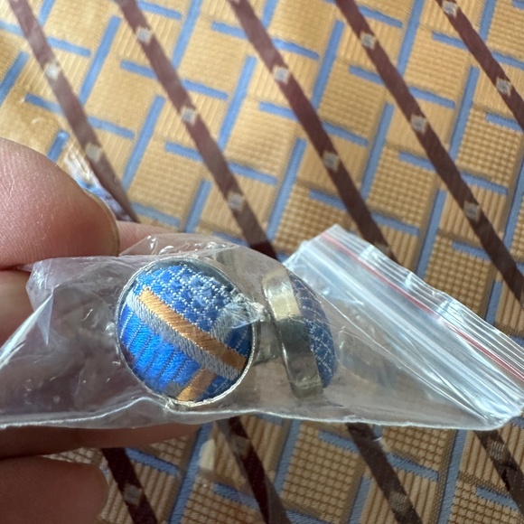 Handmade 100% Silk Pocket Square with Cufflinks NEW - Picture 5 of 5